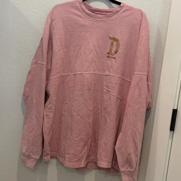 Disney Parks Pink Spirit Jersey Glitter‎ “D” Est. 1955 Long Sleeve Oversized Top - Image 3