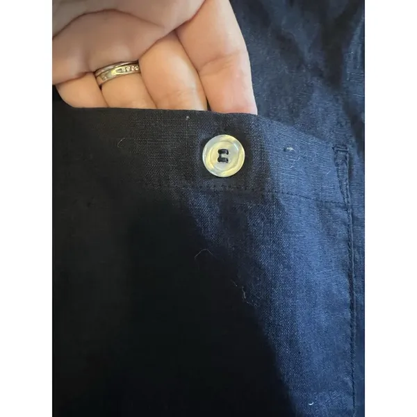 Allen Allen Linen Pants Plus 1XL Navy Blue Pockets Timeless Excellent - Image 8