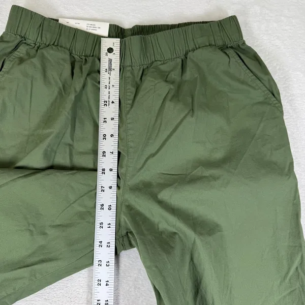 Uniqlo Olive Green Cotton Wide Leg Relaxed Elastic Waist Pants 272-482243 M - Image 3