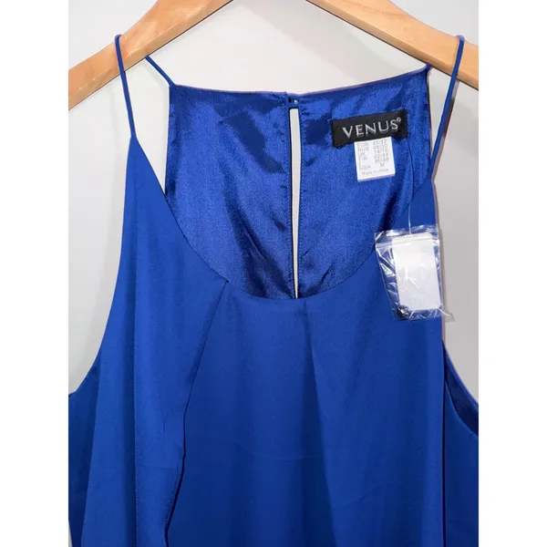 Venus Royal Blue Layered‎ Halter Neck Dress M New With Tags - Image 2