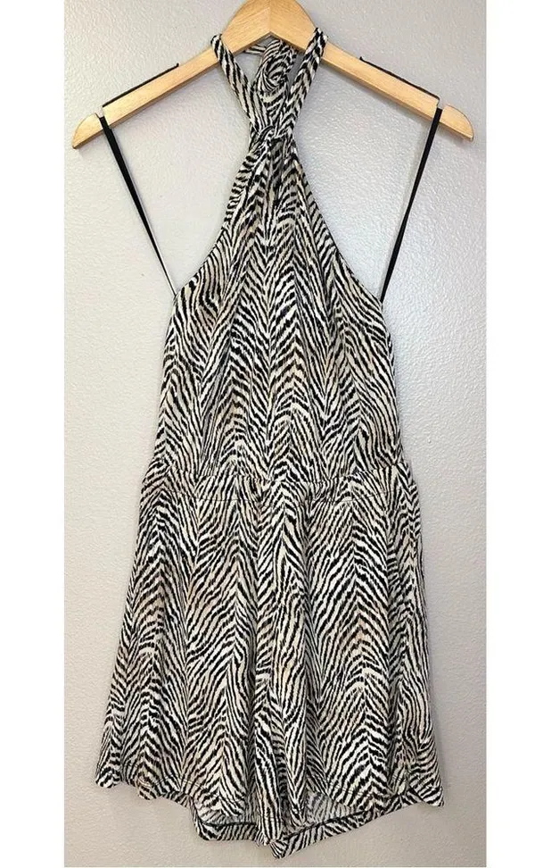 NWT Banana Republic Factory Knit Halter Black Tan Animal Print Romper - Image 7
