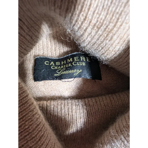 Charter Club Luxury Beige 100% Cashmere Pullover Turtleneck Sweater Sz L - Image 3