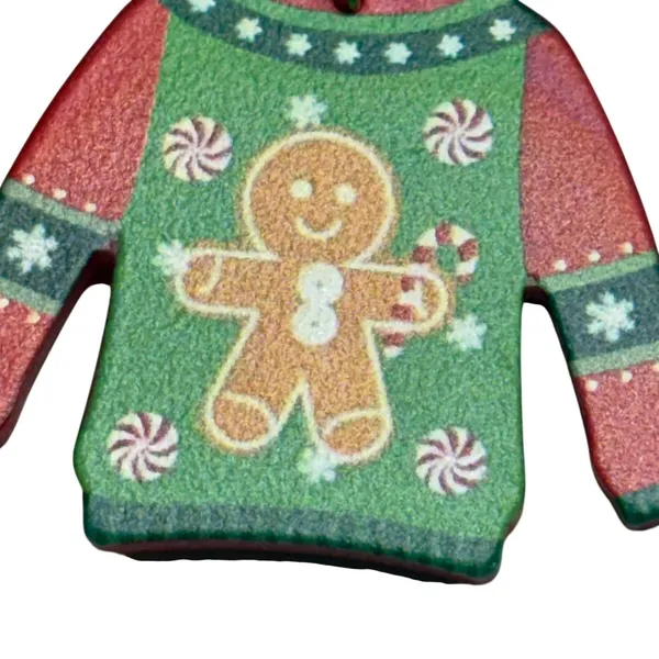 Ugly Christmas Sweater Earrings Gingerbread Man Green‎ Red Holiday Novelty - Image 5