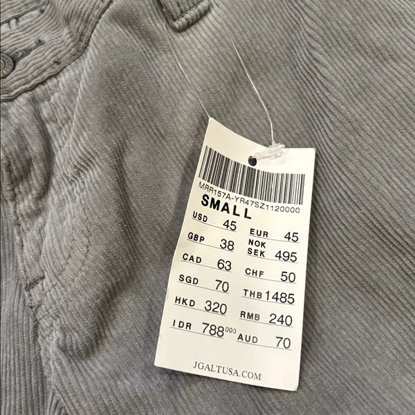 Brandy Melville Corduroy Gray Green Low Rise Wide Leg Pants - Image 3