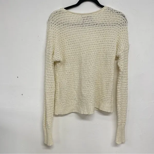 Abercrombie & Fitch Cream Chunky Knit Long Sleeve Sweater Womens S Crochet Boho - Image 7