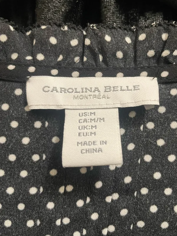 Polka Dot Button Up Blouse Black Size M - Image 3