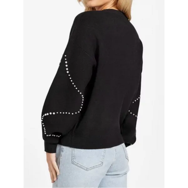 Guess Jet Black Sweater Black & White Womens Large NWT - Image 8