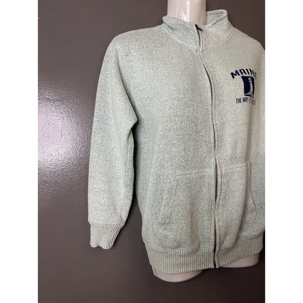 Maine Sweatshirt Womens Small Green Full Zip Jake Austin Lighthouse Graphic - Image 3