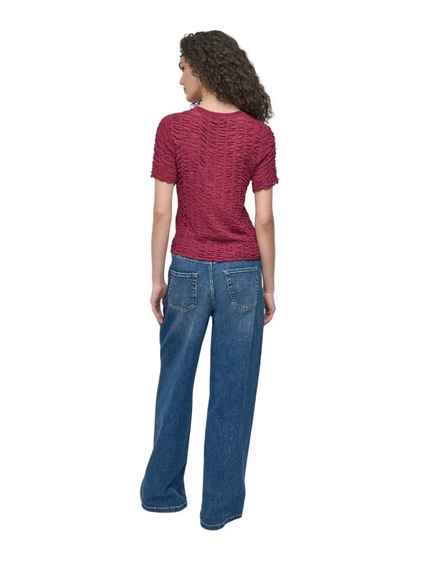 NWT DKNY Womens Lightweight Superfine Texture Top P52SAW83 Beet Red XS - Image 4
