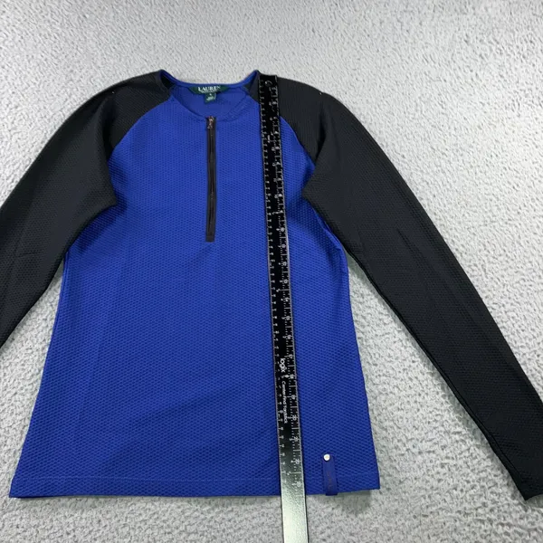 Lauren Ralph Lauren Active Top Womens Small Blue Black‎ Waffle 1/4 Zip Pullover - Image 12