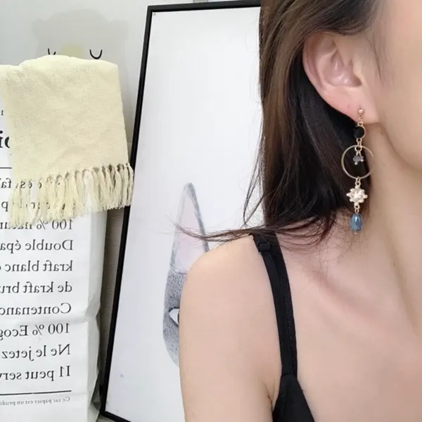 Crystal Moon Tassel Dangle Drop Earrings for Women - Image 5