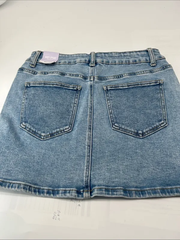Wax Jean Light Wash Denim Mini Skirt - Image 8
