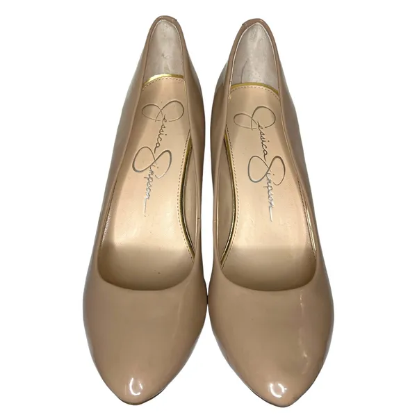 Jessica Simpson 8M Malia Nude Patent Oval Toe Pump Heels Stiletto Shoes - Image 2