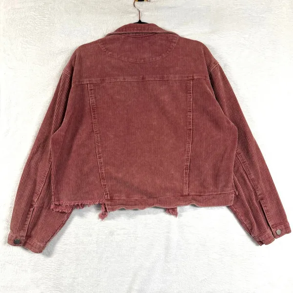 Altar'd State XS Corduroy Crop Jacket Pink Raw Hem Boho Autumn Western Cowgirl - Image 2