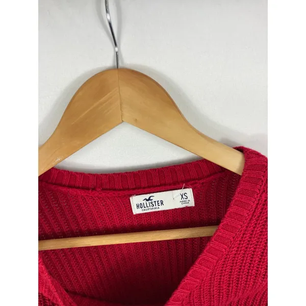 Hollister Cable Knit Red Knit Sweater Size XS - Image 3