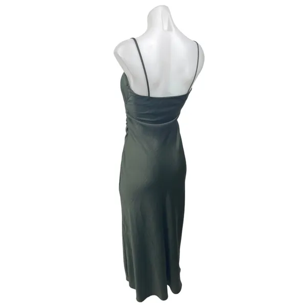 Zara Women's Green Silky Satin Sleeveless Cami Camisole Midi Tank Slip Dress XS - Image 2
