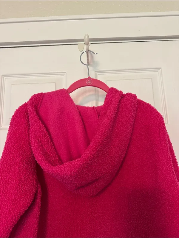 LOFT Bright Fuchsia Plush Sherpa Hooded Pullover - Image 7