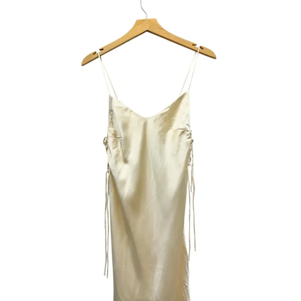 Zara Spaghetti Straps Side Lace-Up Satin Slip dress in Cream size Medium NWT - Image 4