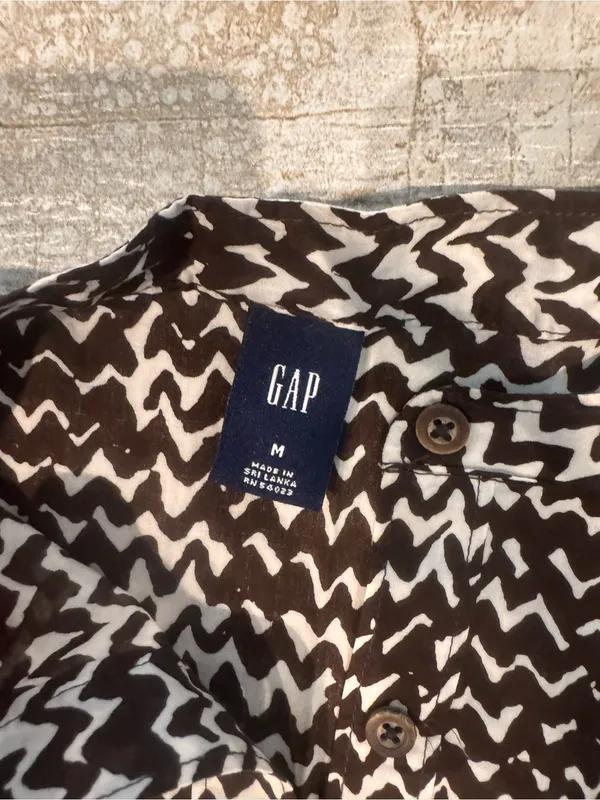 Gap Brown and White Patterned Button-Up Tunic/Blouse - Image 5
