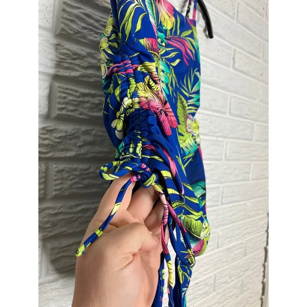 Loft swim shirred side one piece swimsuit tropical floral‎ print women's small - Image 3