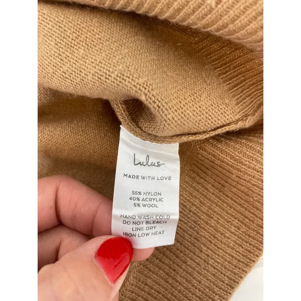 Lulus Casual Cozy Light Brown Balloon Sleeve Pullover Hooded Sweater Size XS - Image 6
