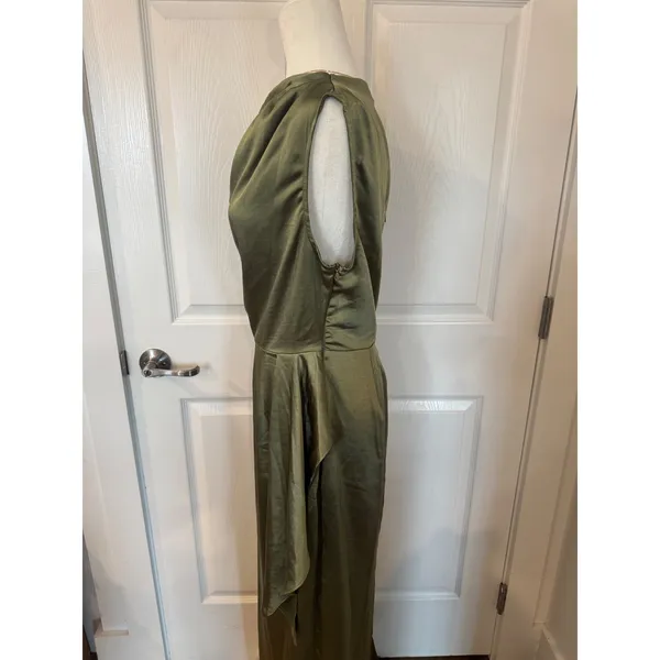 Saints & Secrets Sage Green Satin One Shoulder Maxi Dress CM6392J L NWT - Image 4