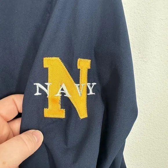 Champion Navy Pullover Windbreaker‎ Jacket V-Neck Yellow Trim Size S Gorpcore - Image 8