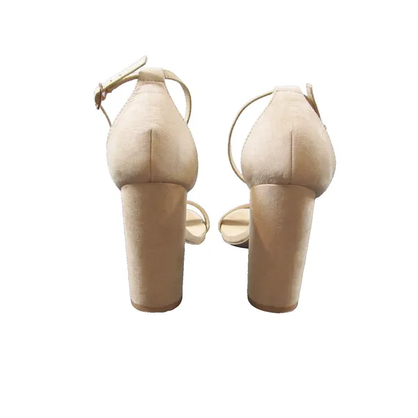 Lulus Taylor Vegan Suede Ankle Strap Heels Natural Women’s Size 9 Block Heel - Image 3