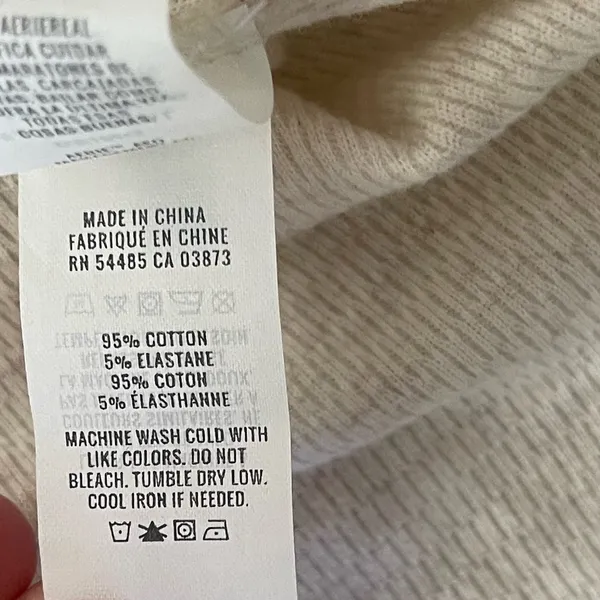Aerie Cream Long Sleeve Henley Top - Image 5