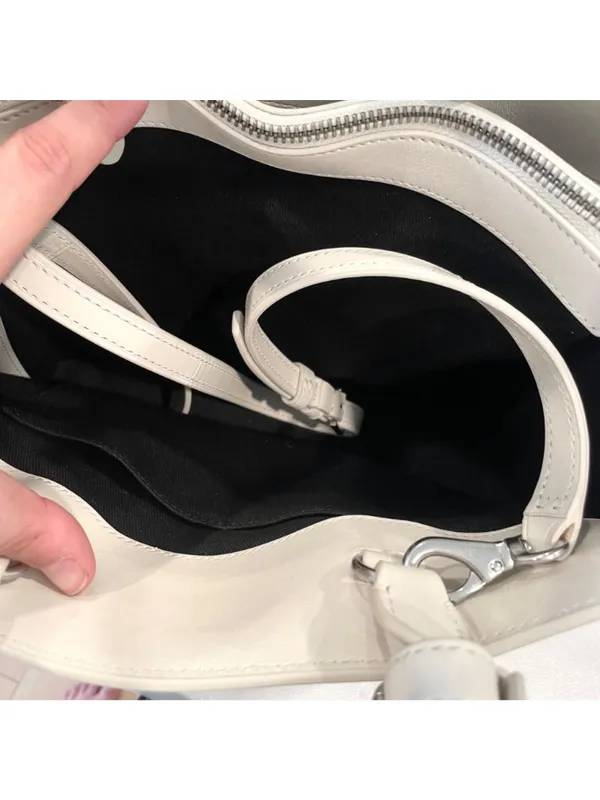 Polo Ralph Lauren X4104 White Black Leather Tote Bag Shoulder Bag Colorblock - Image 5