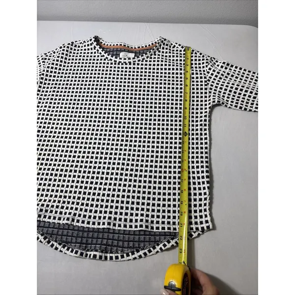 Lou & Grey Black White Grid Pattern Textured Hi-Low Hem Blouse Top Medium Shirt - Image 8