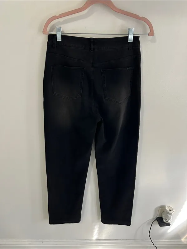 Halara Flex Denim High Waisted Straight Leg Jeans Washed Black - Image 5