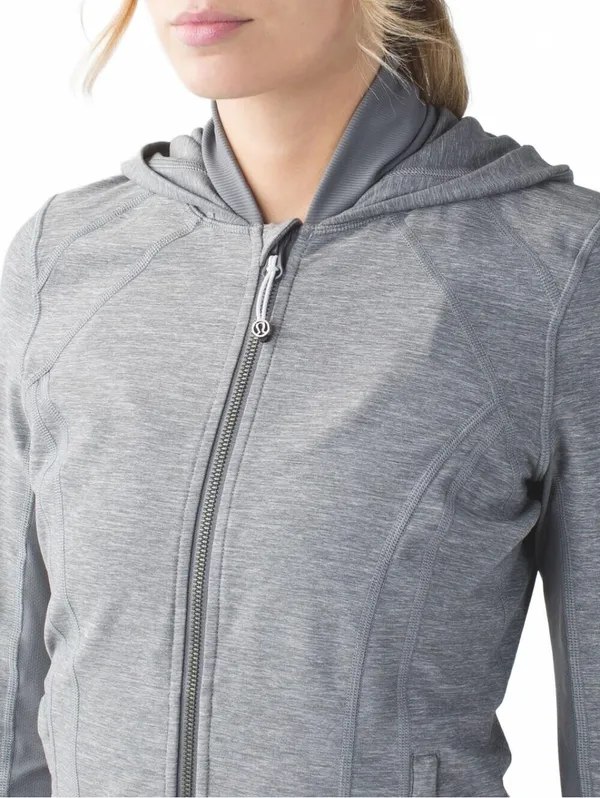 Lululemon Daily Practice Jacket Hoodie Luon Heathered Slate Gray Women's Size 4 - Image 5