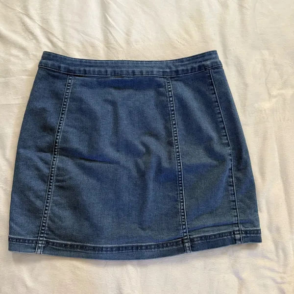 Free People Womens Blue Denim Side Button Mini Skirt Medium Wash Size 2‎ - Image 4
