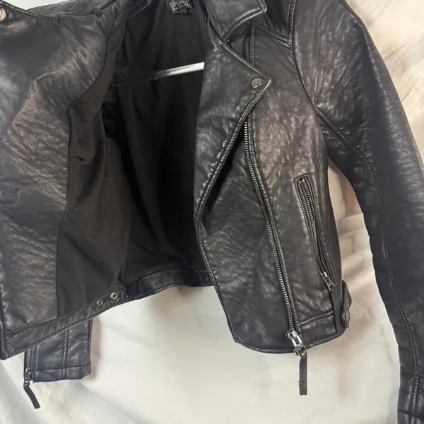 Topshop Leather Jacket Moto Black - Image 5