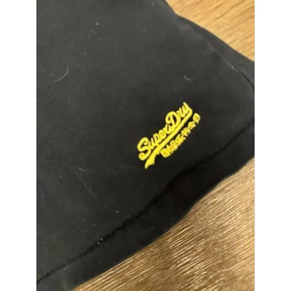 Real Superdry Original Combed Cotton Black And Yellow T-Shirt SZ Medium - Image 3