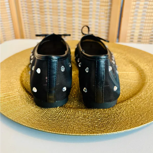 SO Lelani sz 7.5 black mesh rhinestones ballerina flats shoes - Image 3
