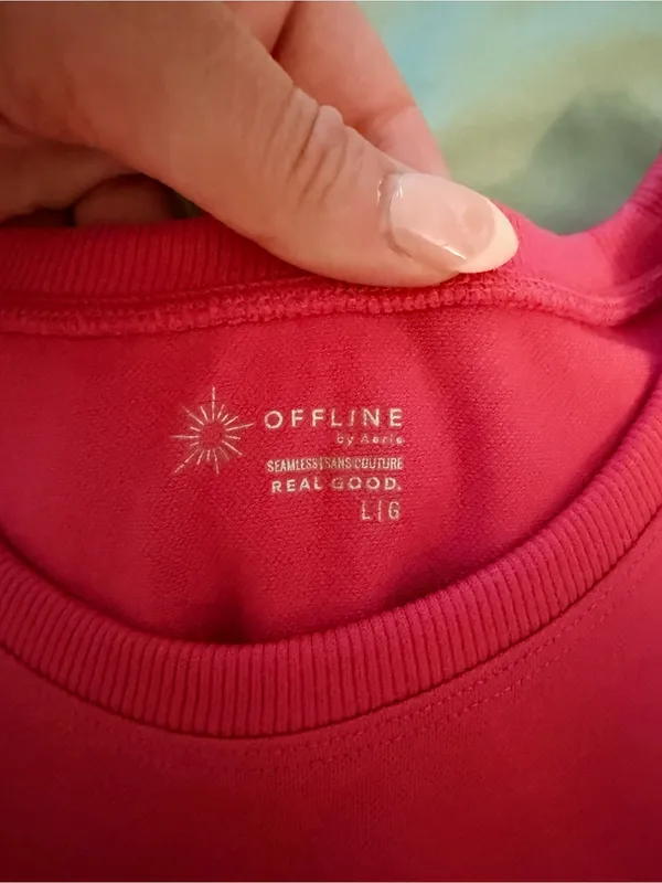 aerie Bright Pink Crewneck Crop Top - Image 4