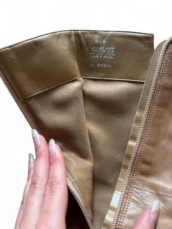 Vintage Nine West Tan Leather Mid Calf Boots - Image 6