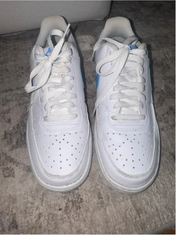 Women's Nike Court Vision Low Sneakers White and Blue - Image 5