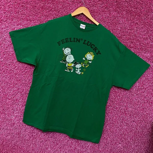 Snoopy Feelin Lucky Green Tshirt size Extra Large - Image 3