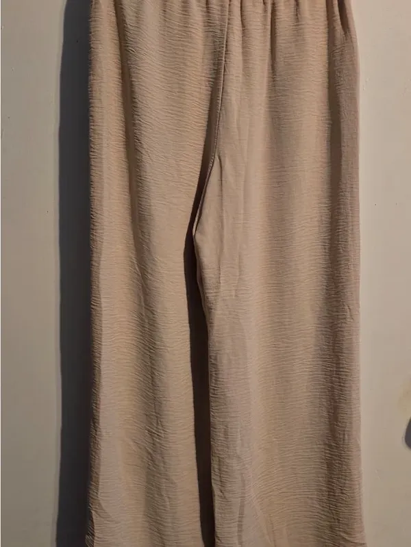 Women's Wide-Leg Drawstring Pants in Light Beige - Image 12