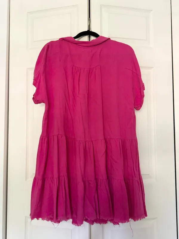The Mint Julep Boutique In My Thoughts Pink Linen Swing Dress Size Medium - Image 7