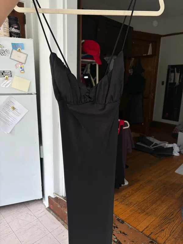 ZARA Silk Dress Black Midi size M - Image 2