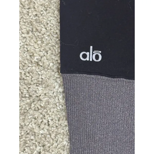 Alo Yoga Goddess Ribbed Leggings Black Charcoal Colorblock Size M - Image 11