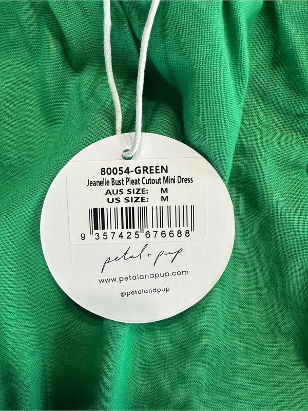 Petal And Pup Jeanelle Bust Pleat Cutout Mini Dress Green Medium - Image 4