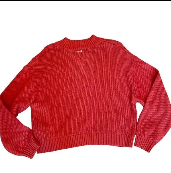 NWT Billabong Cable Knit Sweater Red Ski Lodge L Gift Giving Mockneck Cropped - Image 6