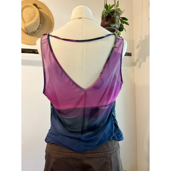 Deadstock Y2K BeBe Purple Mesh Flowy Layering Tank Top Size Medium NEW with Tags - Image 4