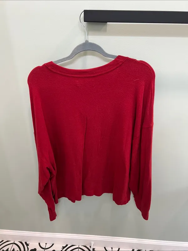 Abercrombie & Fitch Long-Sleeve Henley in Deep Red - Image 4