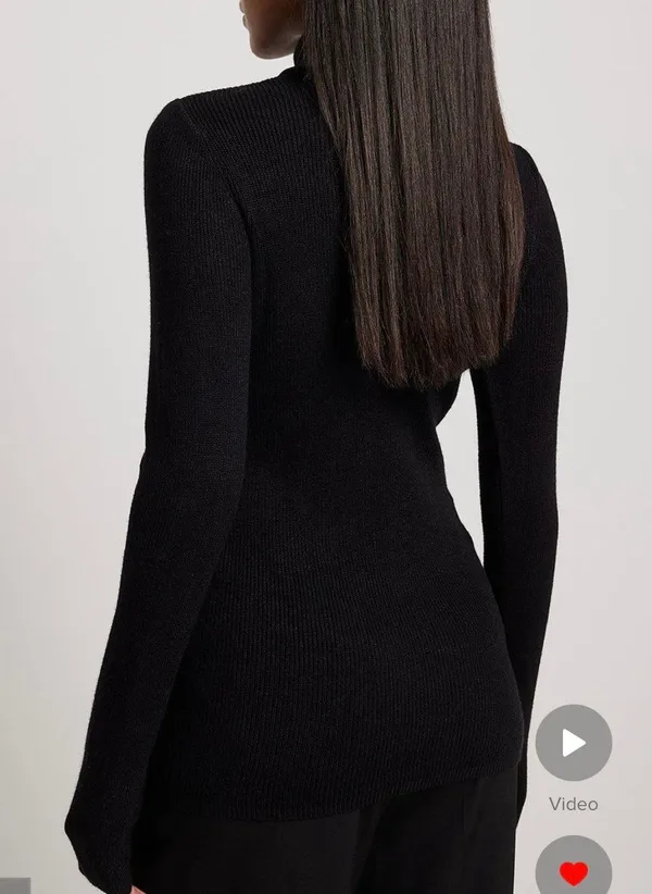 NA-KD Black Ribbed Sweater - Image 2